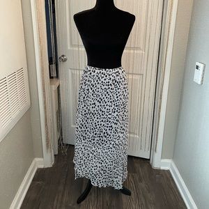 flowy back and white skirt